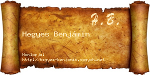 Hegyes Benjámin névjegykártya